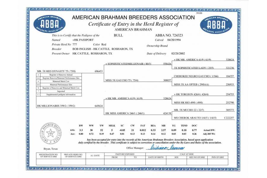 LOT  25A - +HK PASSPORT 777 - 2 STRAWS CONVENTIONAL SEMEN