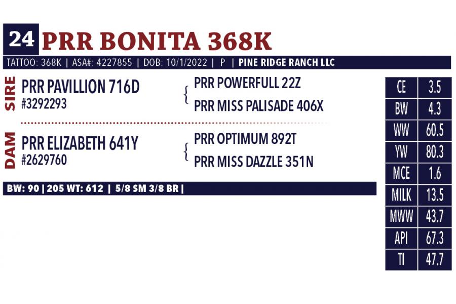 LOT 24 - PRR BONITA 368K