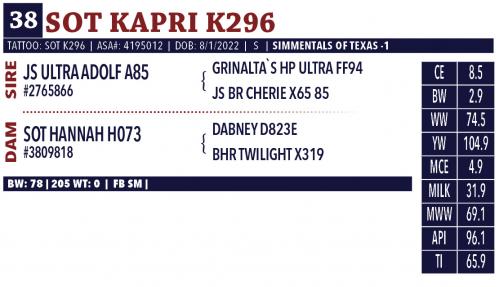 LOT 38 - SOT KAPRI K296