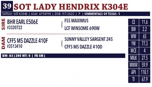 LOT 39 - SOT LADY HENDRIX K304E