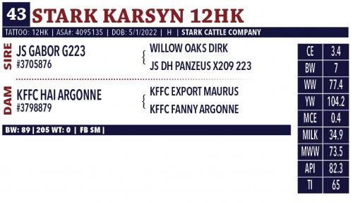 LOT 43 - STARK KARSYN 12HK