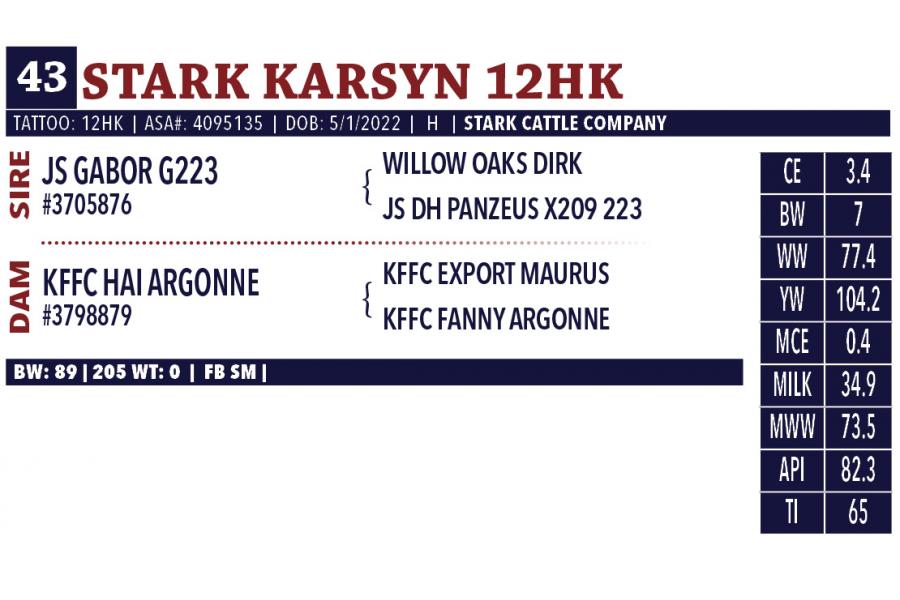 LOT 43 - STARK KARSYN 12HK