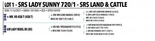 LOT 001 - SRS LADY SUNNY 720/1