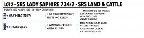 LOT 002 - SRS LADY SAPHIRE 734/2 or  LOT 003 - SRS LADY ROJO 746/2 -  PICK OR X THE MONEY OF LOTS CHOSEN