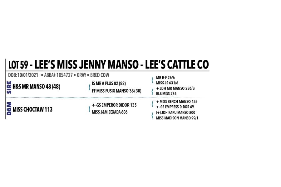 LOT 059 - LEE’S MISS JENNY MANSO 137/0