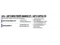 LOT 006 - LEE’S MISS TOOTS MANSO (P)