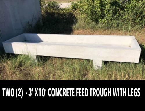 LOT 46 - TWO (2) 3’ X 10’ CONCRETE FEED TROUGHS WITH LEGS